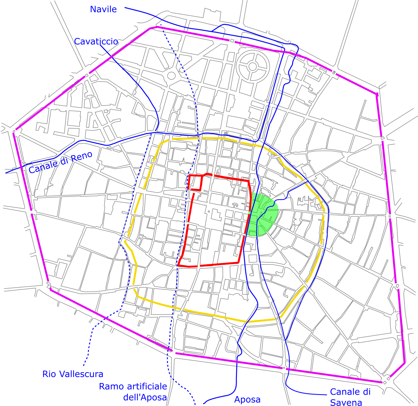 Mappa delle mura di Bologna