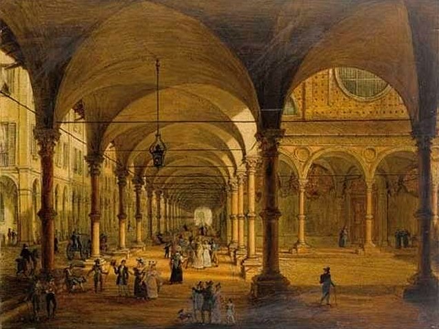 Veduta del portico di Santa Maria dei Servi del 1836