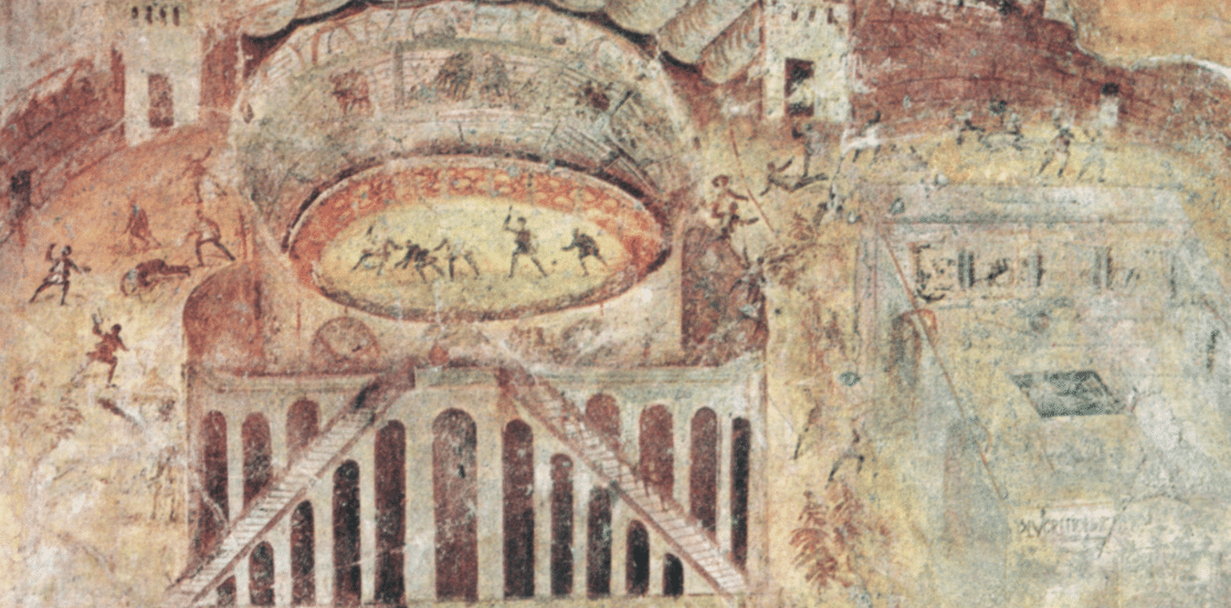 Particolare dell'affresco della zuffa tra Pompeiani e Nocerini