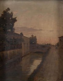 Dipinto del Ponte degli Stecchi verso la Certosa (Bertelli)