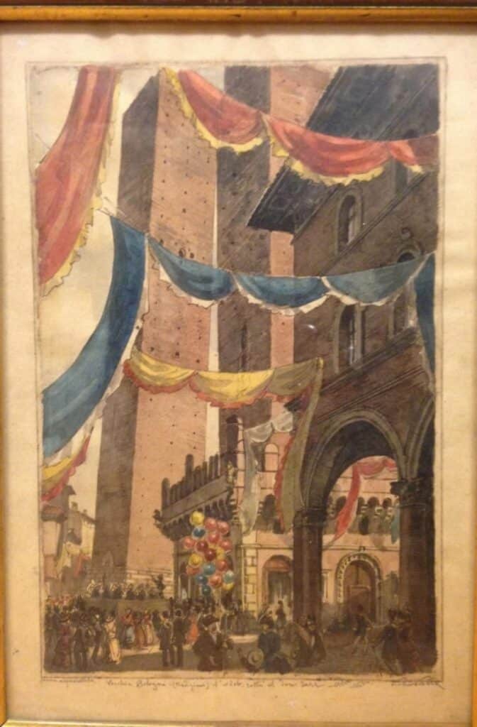 Addobbo sotto le due torri (Pietro Pietra - Fondazione Cassa Risparmio bologna)