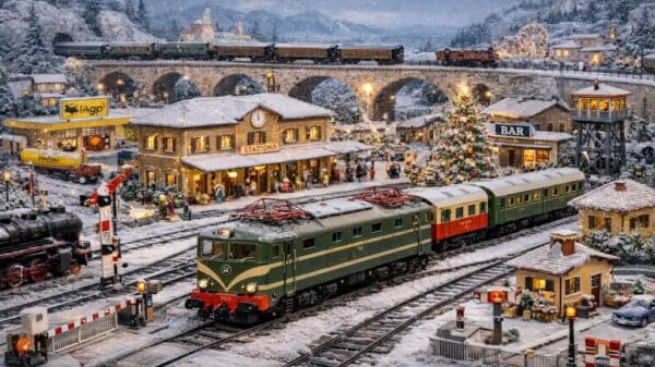 Modellino di un trenino elettrico natalizio