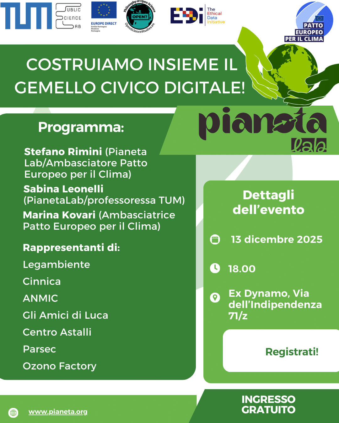 Locandina per l'evento sul Gemello Digitale (©PianetaLab)