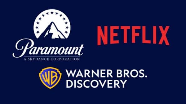 I loghi di Paramount, Netflix e Warner Bros. Discovery (© Radiabo)