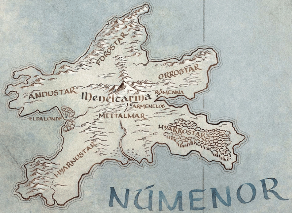 Mappa dell'isola di Numenor