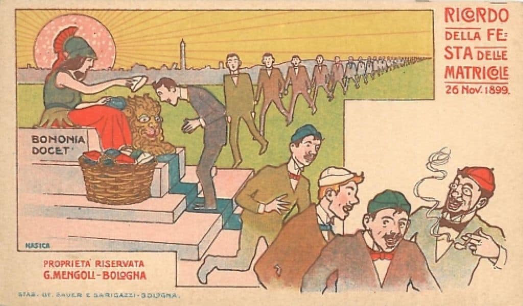 Cartolina della Festa delle Matricole di Augusto Majani