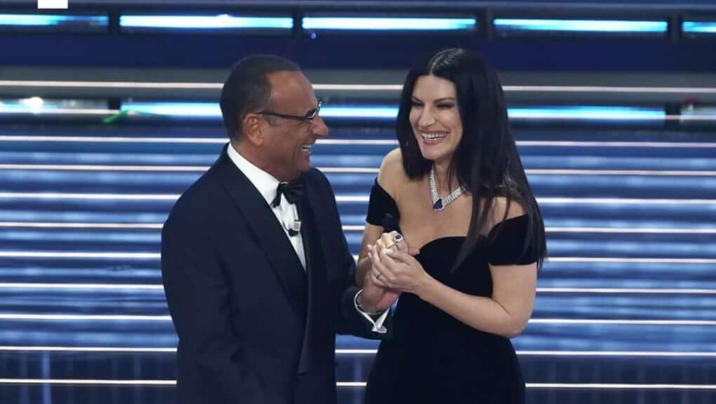 Carlo Conti e Laura Pausini (© Profilo Ufficiale X "Festival di Sanremo")