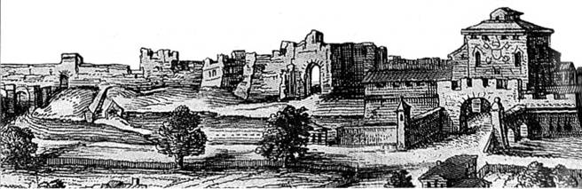 Resti della Rocca di Galliera (Pianta di Bologna, dal Bleau - XVII Secolo)