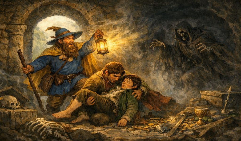 Tom Bombadil salva gli hobbit nei tumuli