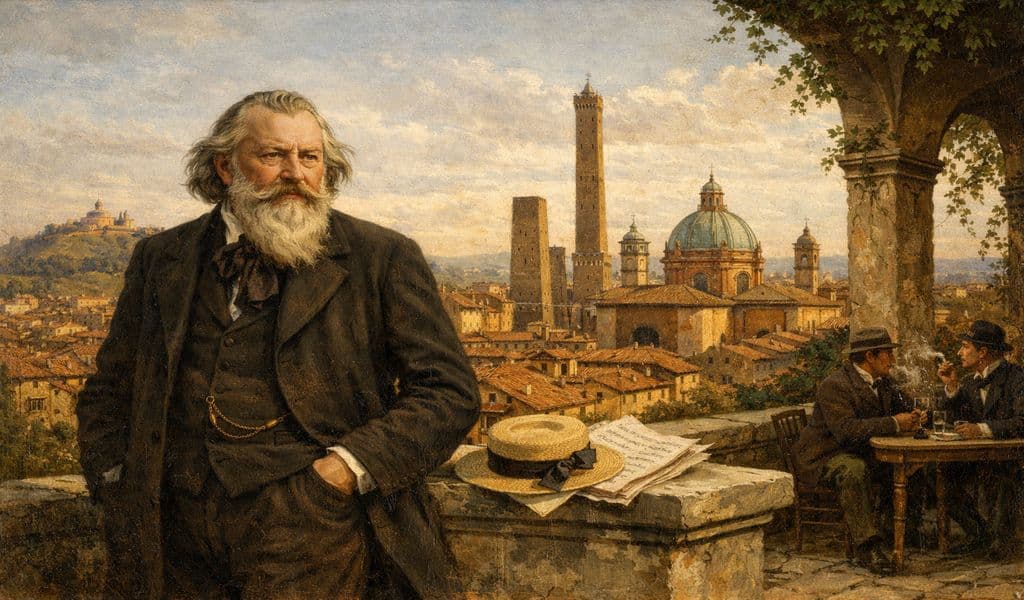 Brahms a Bologna (Immagine creata con IA)
