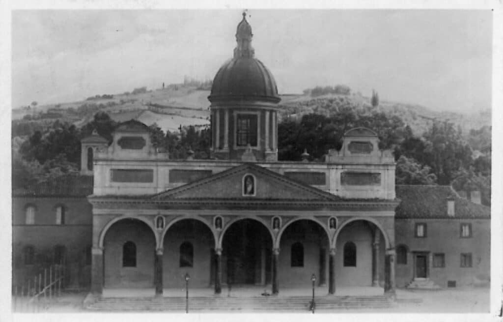 Cartolina della Chiesa della Madonna del Baraccano del 1929 (Fondazione Carisbo)