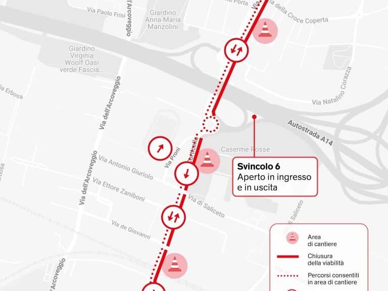 Viabilità dal 15 Maggio 2026 uscita 6 Tangenziale Bologna e via di Corticella