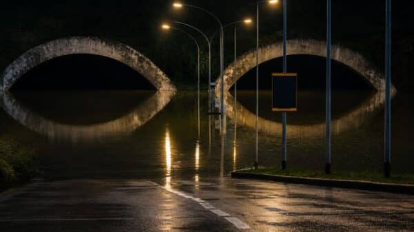 Viale Sabena allagato (Immagine generata con IA)