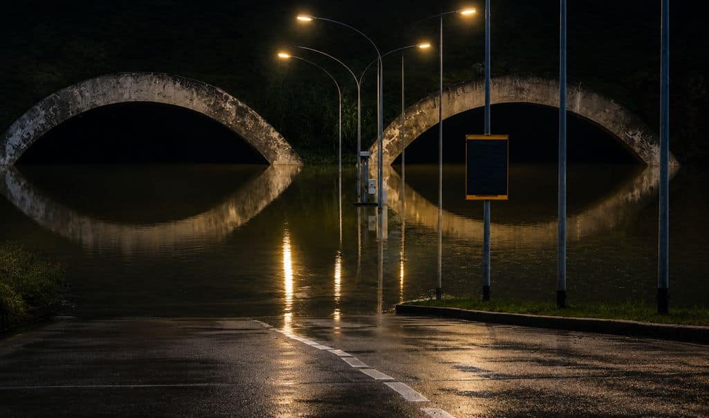 Viale Sabena allagato (Immagine generata con IA)