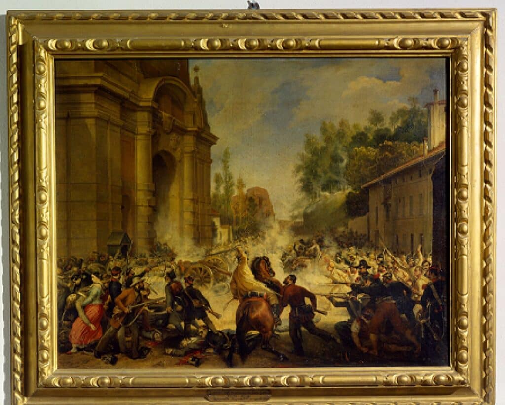 Quadro di Antonio Muzzi sui Combattimenti a Porta Galliera l’8 Agosto 1848