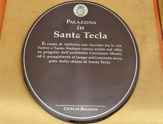 Targa nella Palazzina in Santa Tecla in ricordo della Chiesa