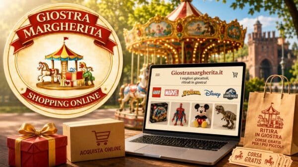 Immagine generata con intelligenza artificiale di Giostramargherita, lo shopping online della giostra dei Giardini Margherita
