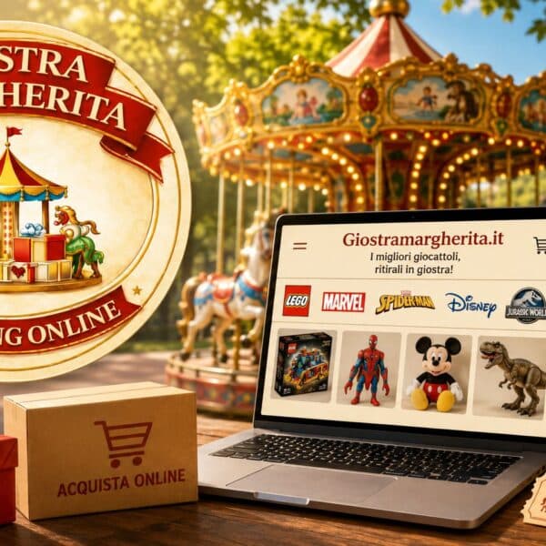 Immagine generata con intelligenza artificiale di Giostramargherita, lo shopping online della giostra dei Giardini Margherita