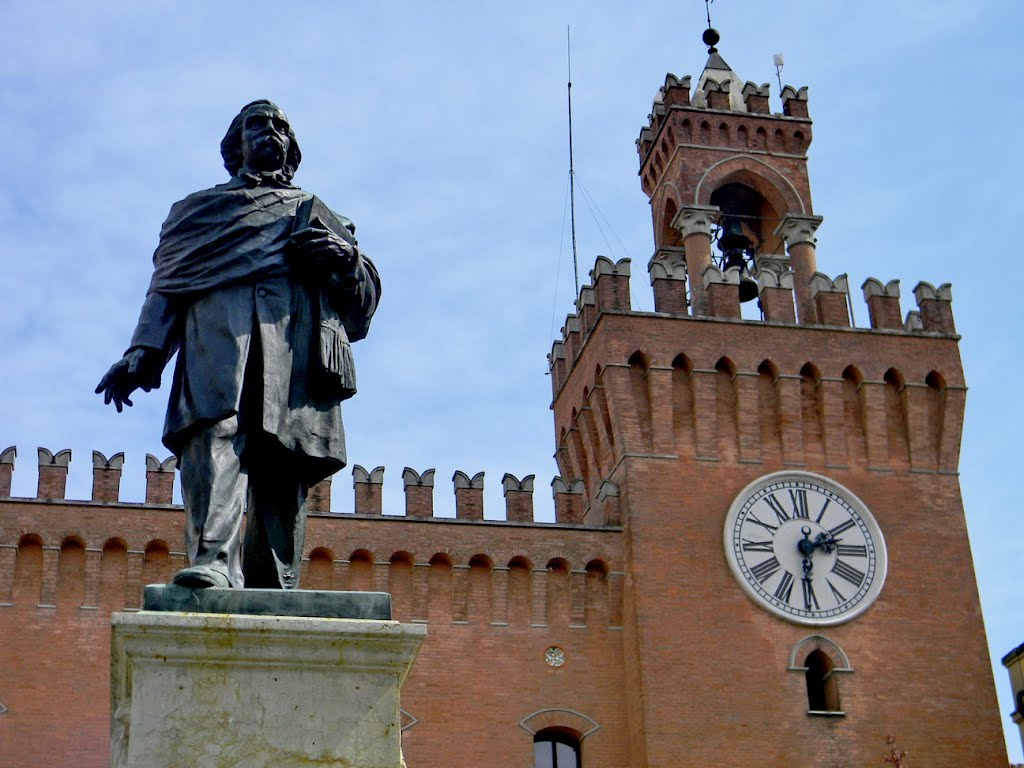 La statua di Quirico Filopanti a Budrio
